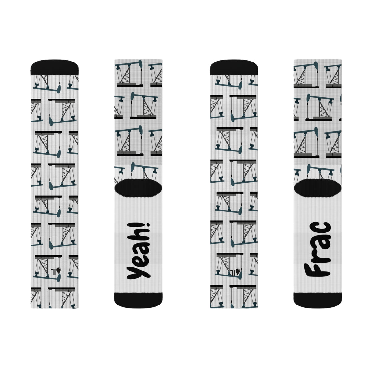 Frac Yeah! Pumpjack Oilfield Socks (White)