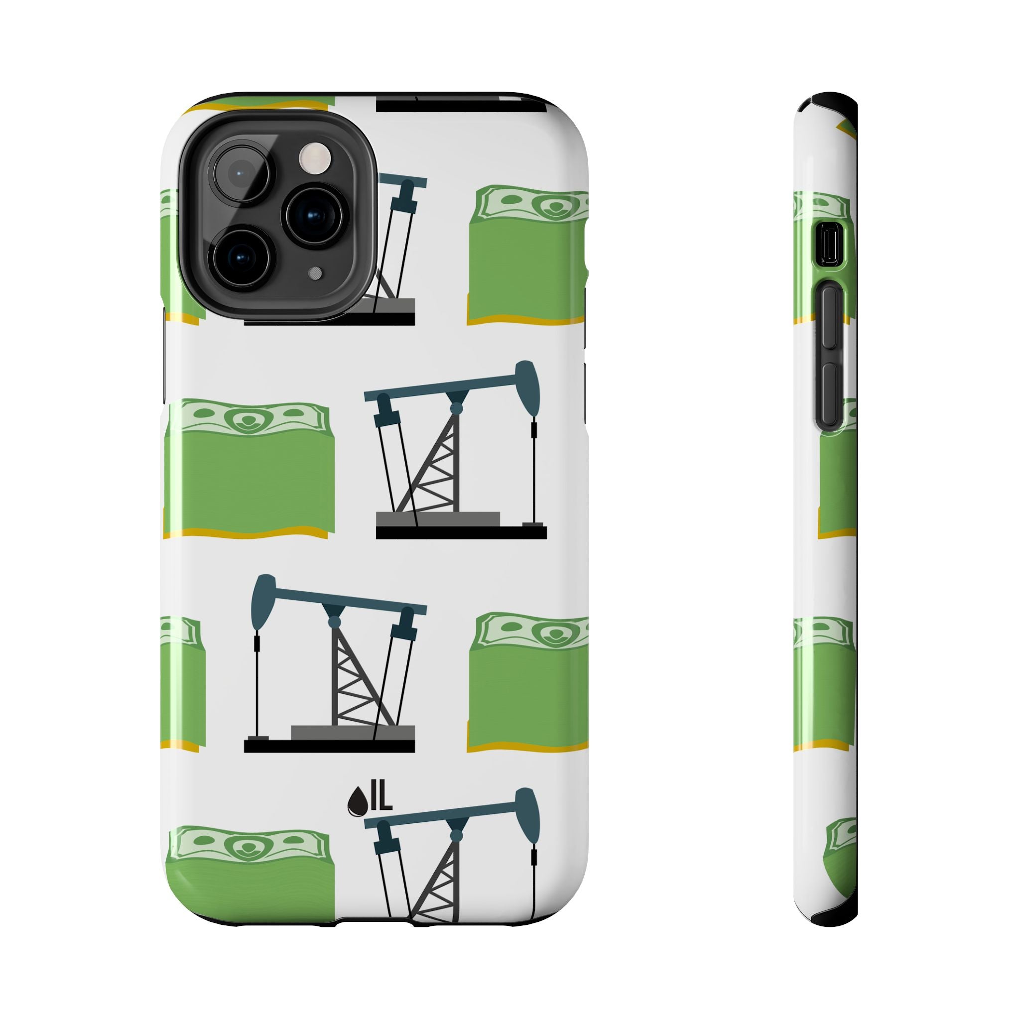 Pumpjack and Money Tough Phone Case (White)