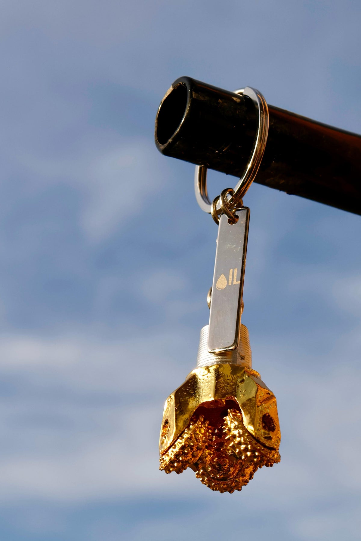 Oilfield Tricone Drill Bit Keychain Golden