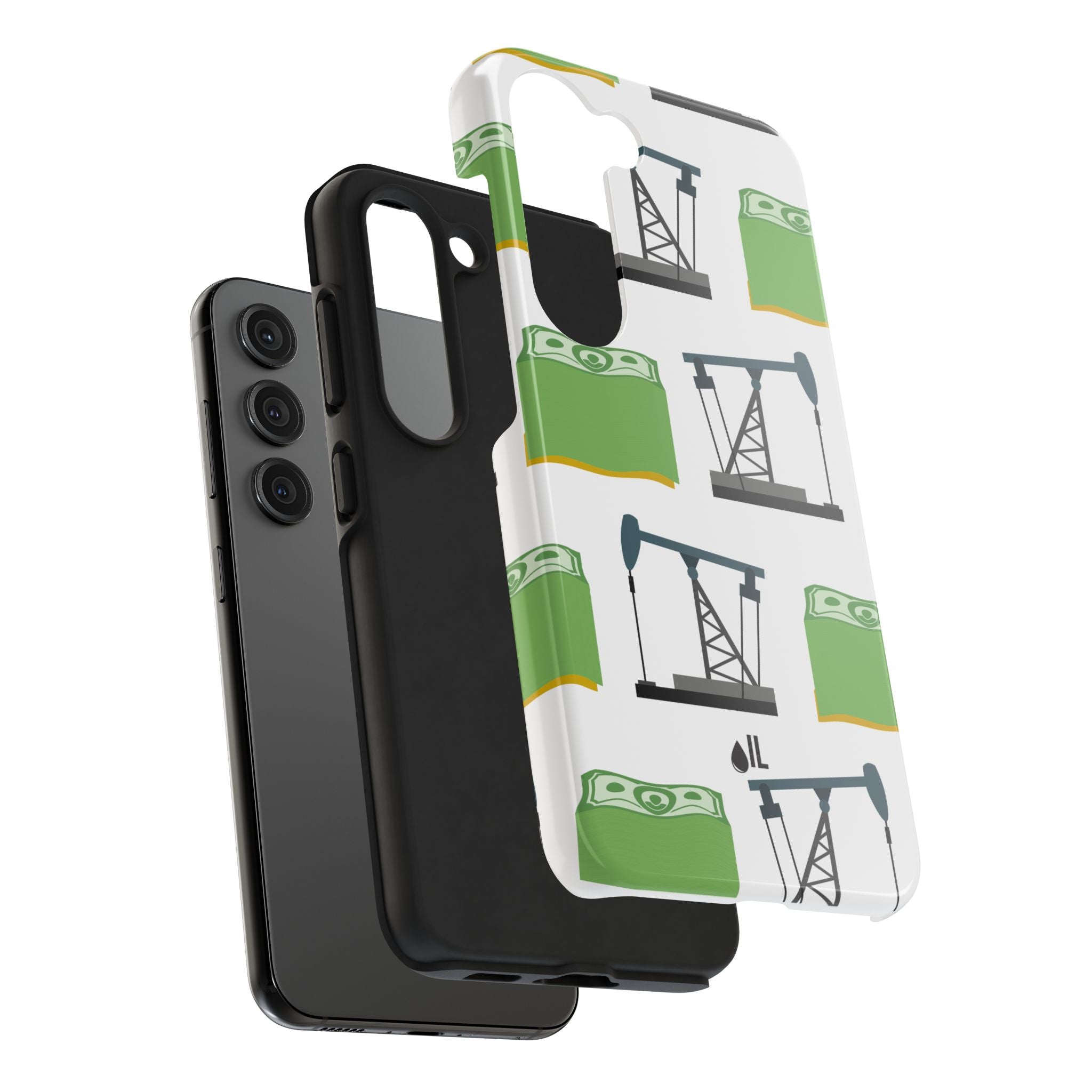 Pumpjack and Money Tough Phone Case (White)