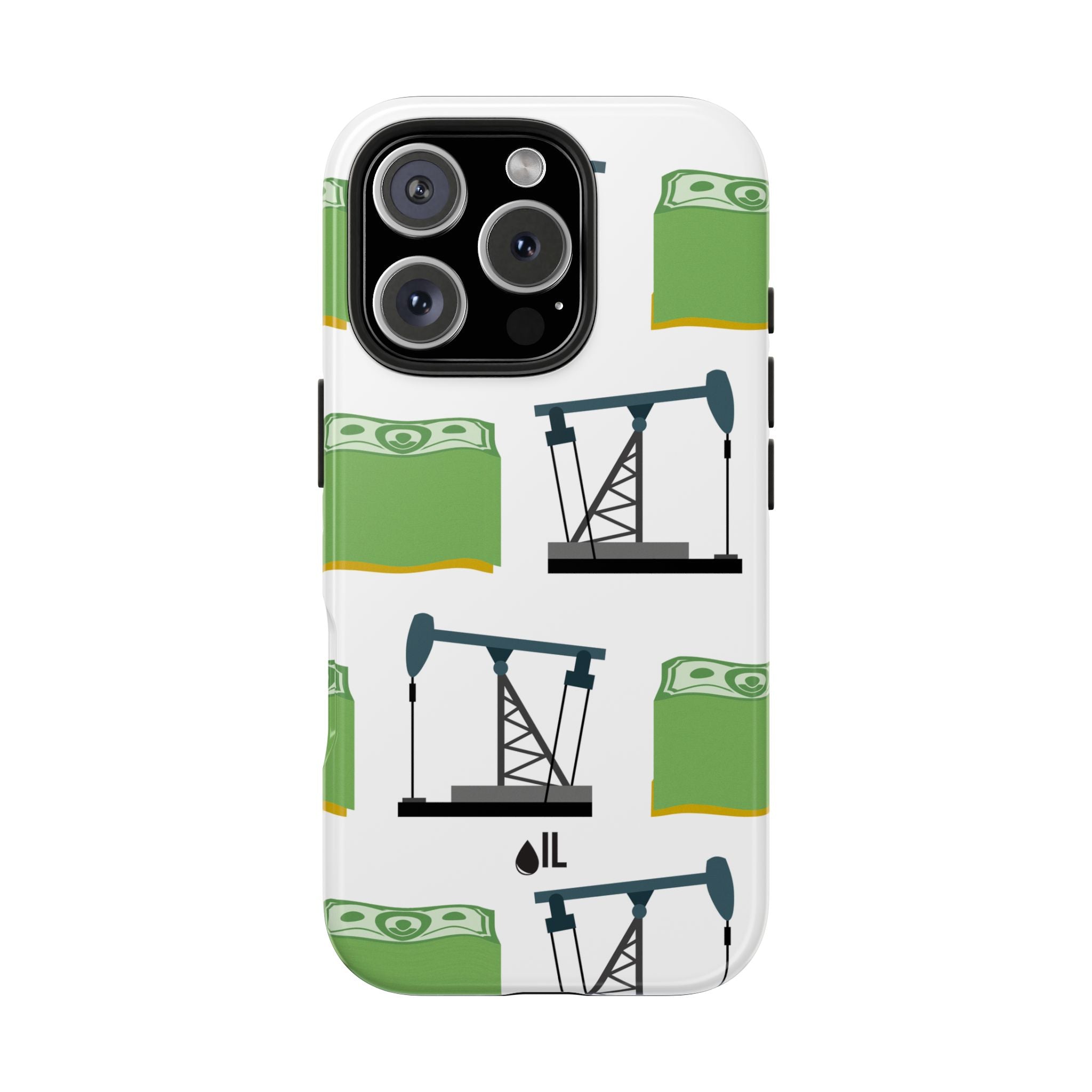 Pumpjack and Money Tough Phone Case (White)