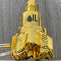 Oil drill bit keychain Shiny Gold
