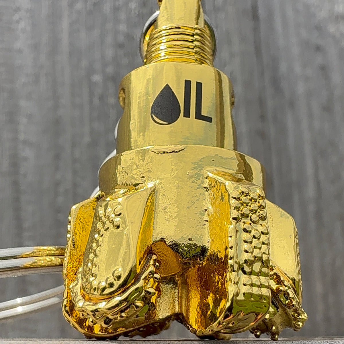 Oil drill bit keychain Shiny Gold