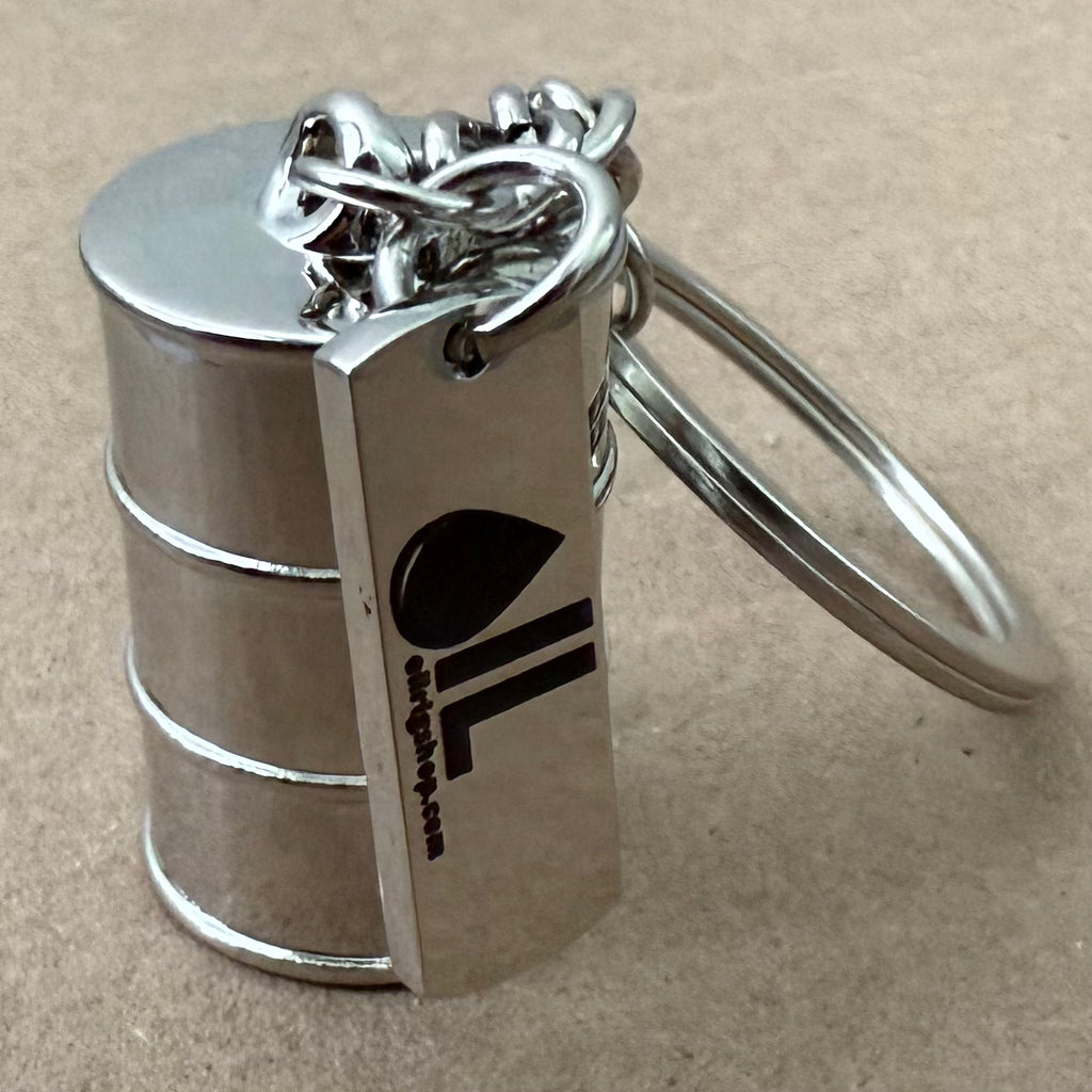 Oil Drum Keychain Silver Color