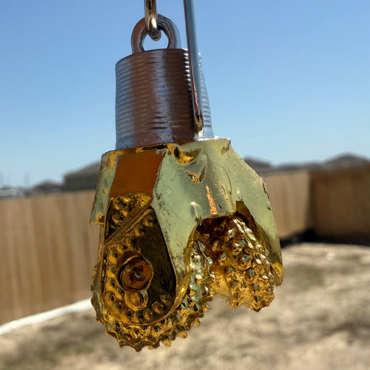 Oilfield Tricone Drill Bit Keychain Golden