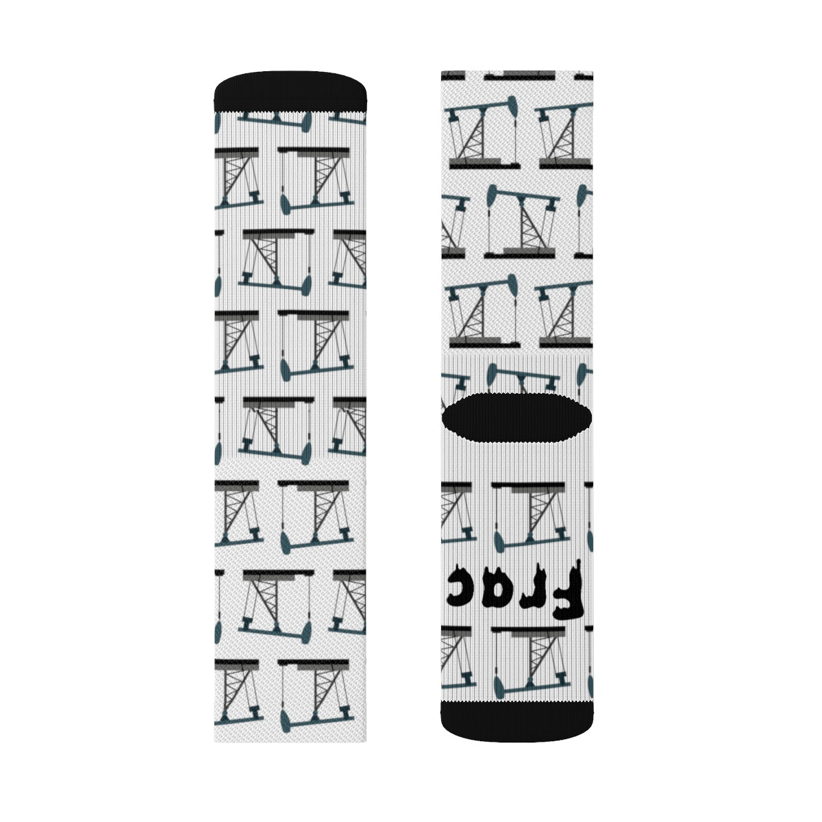 Frac Yeah! Pumpjack Oilfield Socks (White)