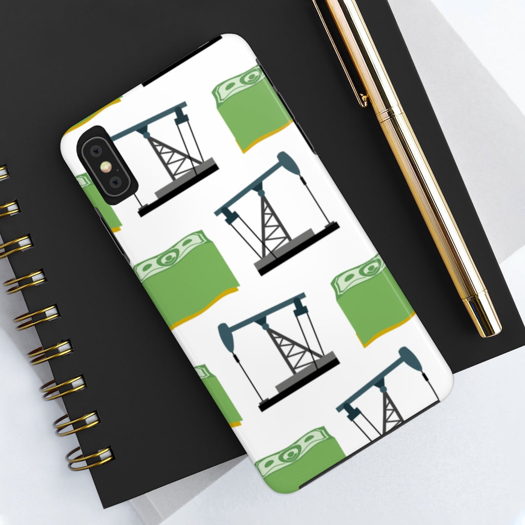 Pumpjack and Money Tough Phone Case (White)