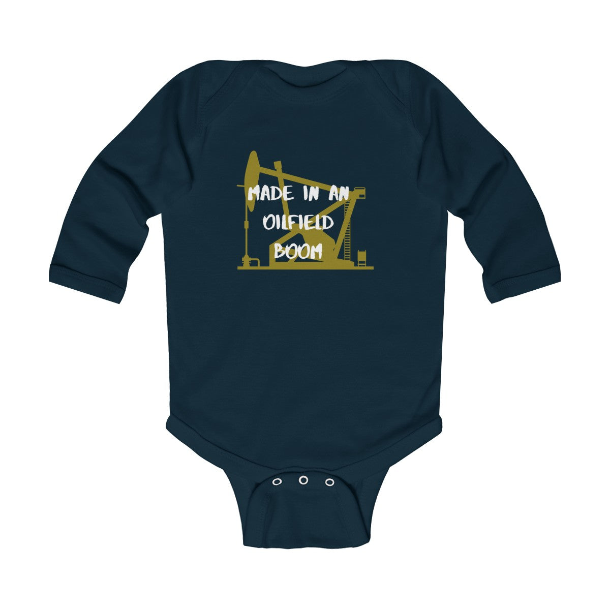 Made in an Oilfield Boom Infant Long Sleeve Bodysuit (Dark Colors)