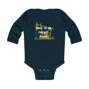 Made in an Oilfield Boom Infant Long Sleeve Bodysuit (Dark Colors)