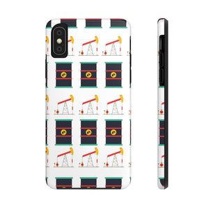 Pumpjack and Oil Barrel Tough Phone Case (White)