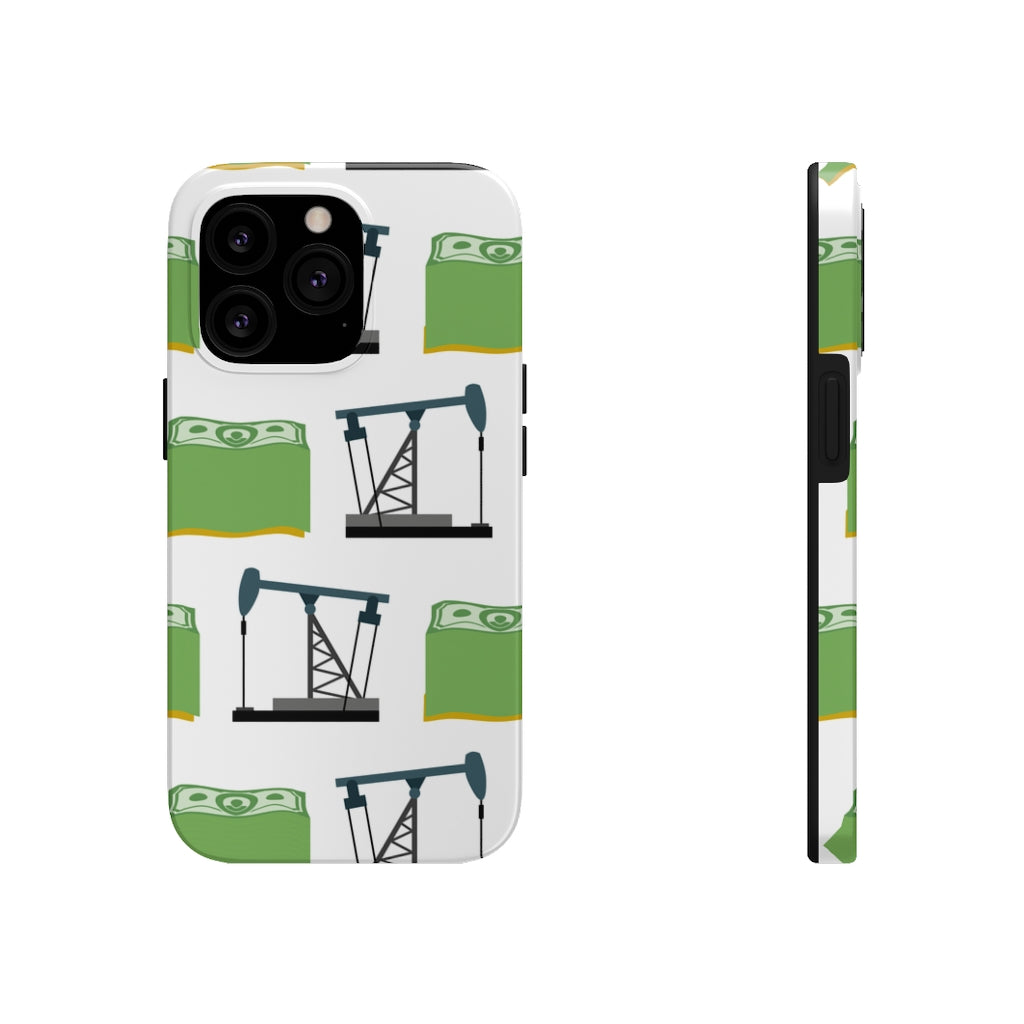 Pumpjack and Money Tough Phone Case (White)