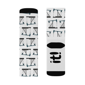 Drill It Pumpjack Oilfield Socks (White)