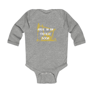 Made in an Oilfield Boom Infant Long Sleeve Bodysuit (Dark Colors)