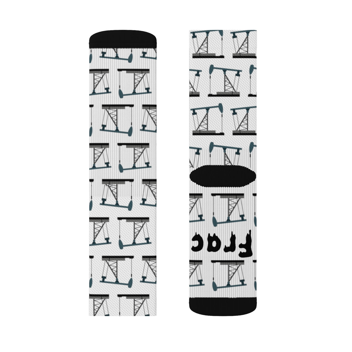 Frac Yeah! Pumpjack Oilfield Socks (White)