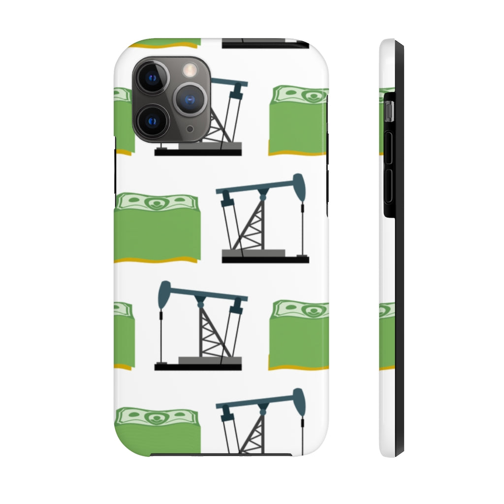 Pumpjack and Money Tough Phone Case (White)