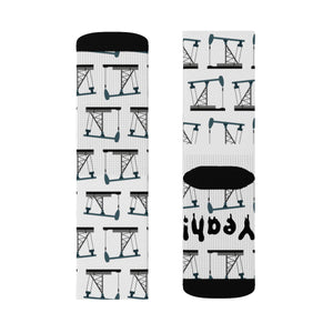 Frac Yeah! Pumpjack Oilfield Socks (White)