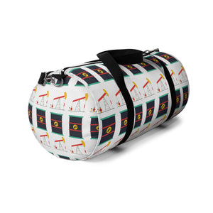 Pumpjack and Oil Drum Oilfield Duffel Bag (White)