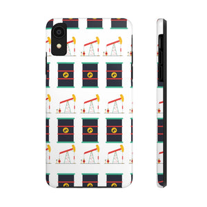 Pumpjack and Oil Barrel Tough Phone Case (White)