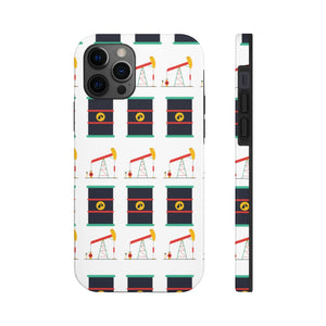 Pumpjack and Oil Barrel Tough Phone Case (White)