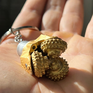 Oilfield Tricone Drill Bit Keychain Golden