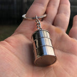 Oil Drum Keychain Silver Color