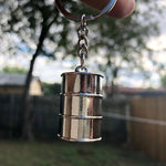 Oil Drum Keychain Silver Color