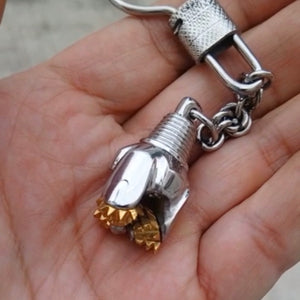 Oilfield Stainless Steel and Bronze Tricone Drill Bit Keychains