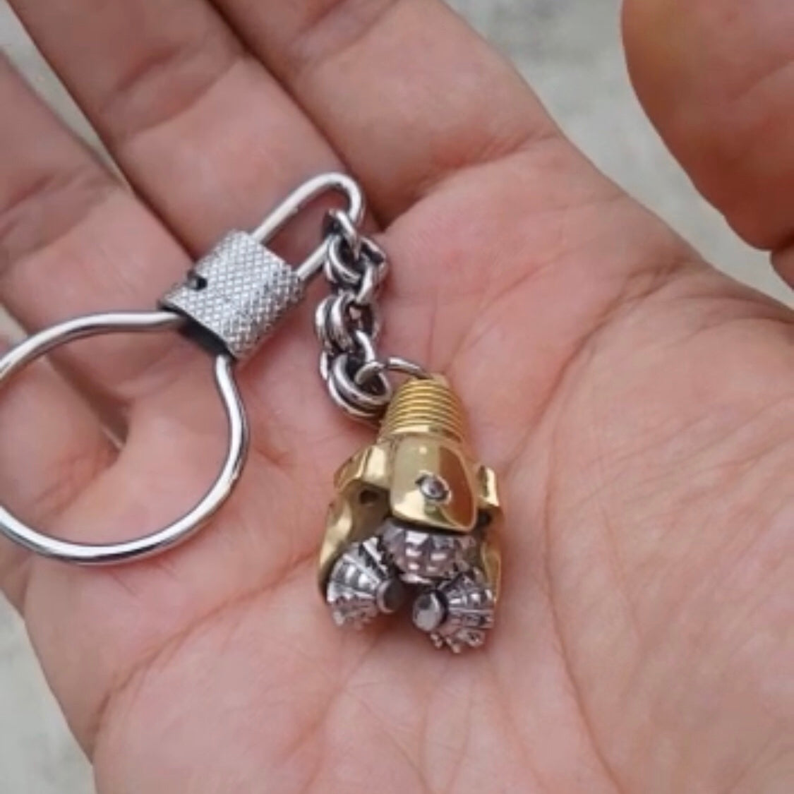 Oilfield Stainless Steel and Bronze Tricone Drill Bit Keychains