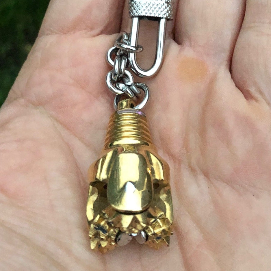 Oilfield Stainless Steel and Bronze Tricone Drill Bit Keychains