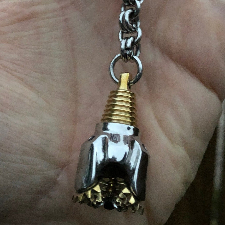 Oilfield Stainless Steel and Bronze Tricone Drill Bit Keychains