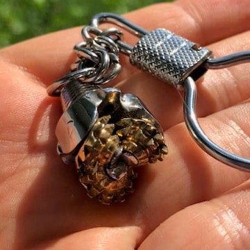 Oilfield Stainless Steel and Bronze Tricone Drill Bit Keychains
