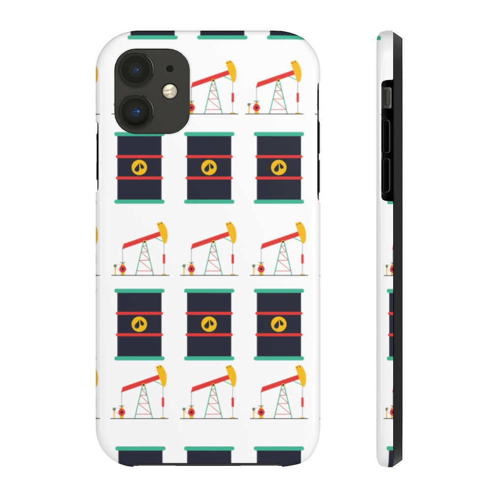 Pumpjack and Oil Barrel Tough Phone Case (White)