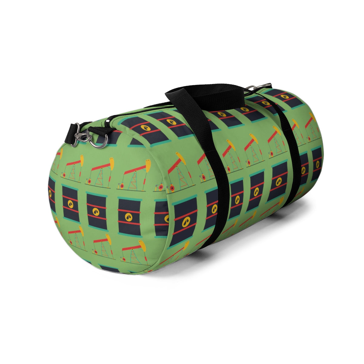 Pumpjack and Oil Drum Oilfield Duffel Bag (Dollar Bill Green)