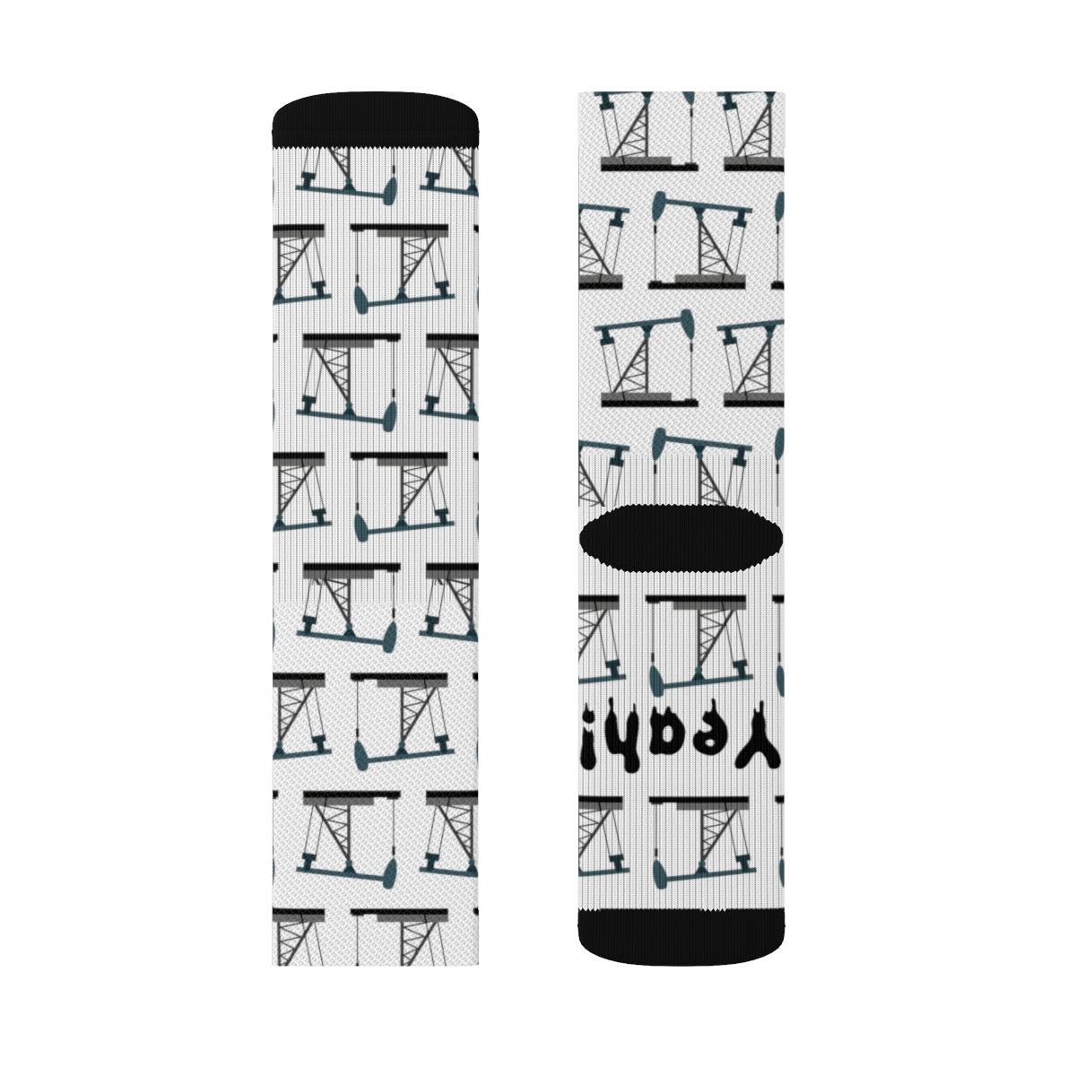 Frac Yeah! Pumpjack Oilfield Socks (White)