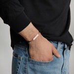 Oilfield Engraved Silver Bar String Bracelet (Write Your Own Message)