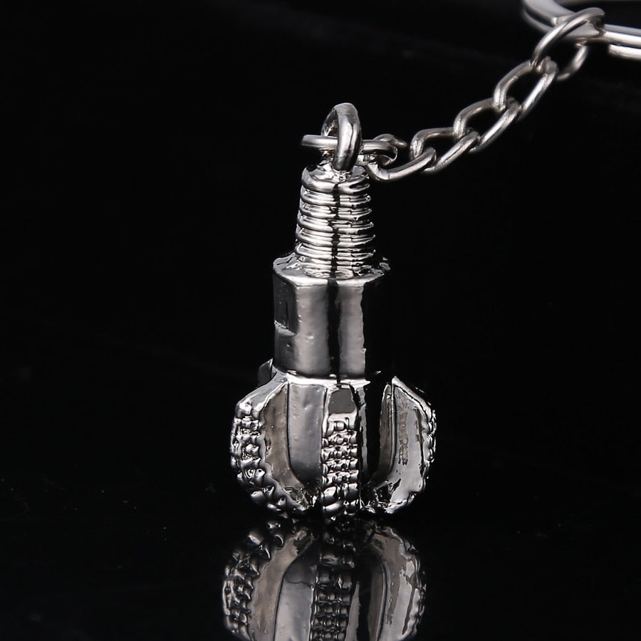 Drill Bit Keychain Silver Color - Oil Rig Shop - #1 drill bit oilfield keychains