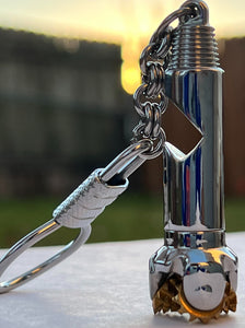 Oilfield Stainless Steel and Bronze Tricone Drill Bit Bottle Opener and Keychain