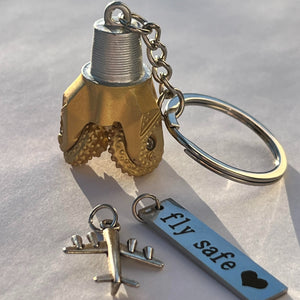 Oilfield Tricone Drill Bit Keychain Golden