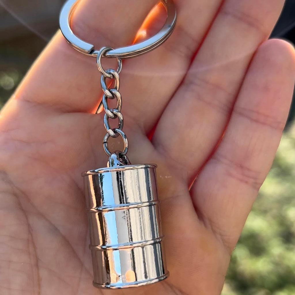 Oil Drum Keychain Silver Color